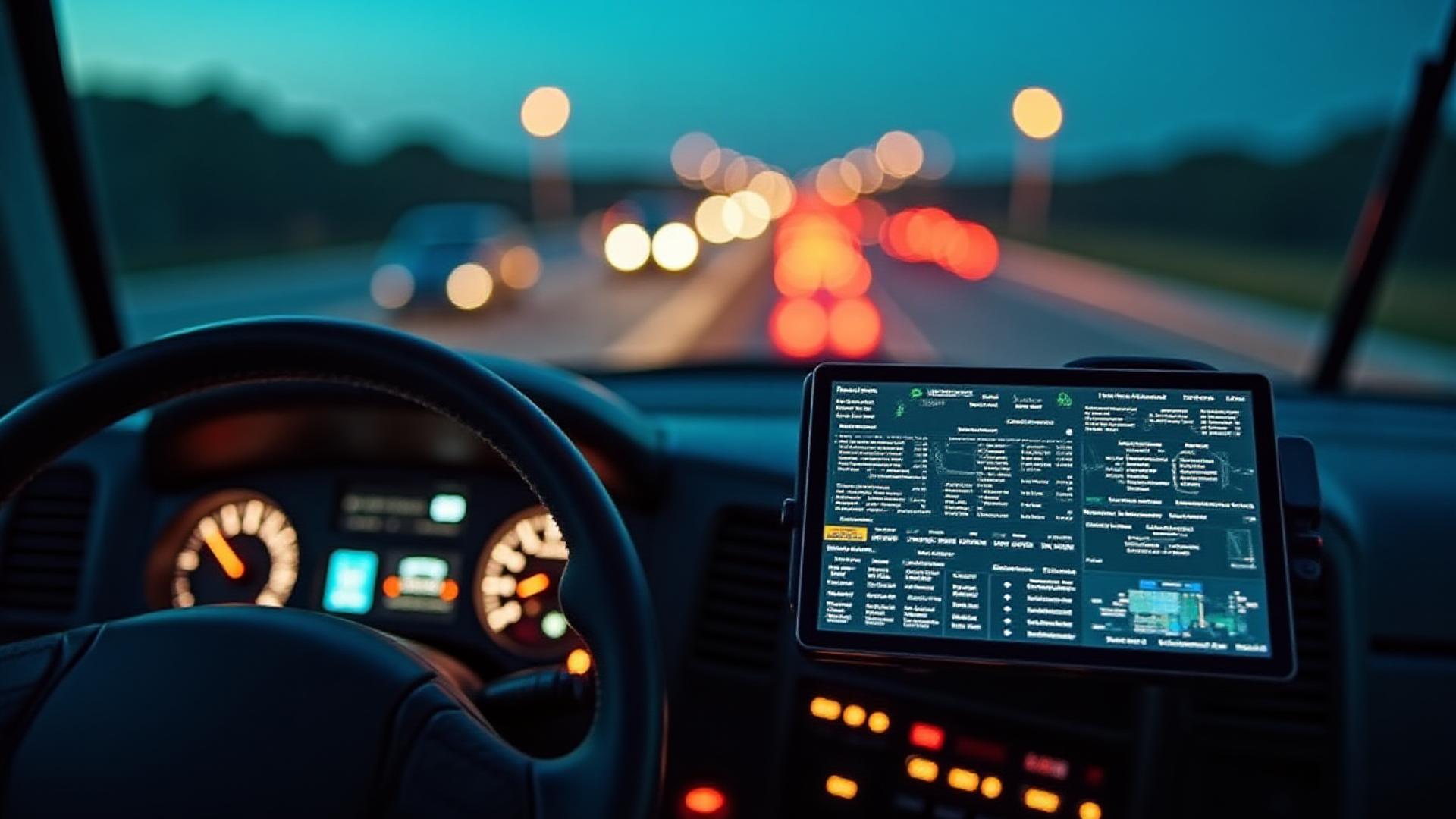 Modern truck driver utilizing advanced in-cab telematics system