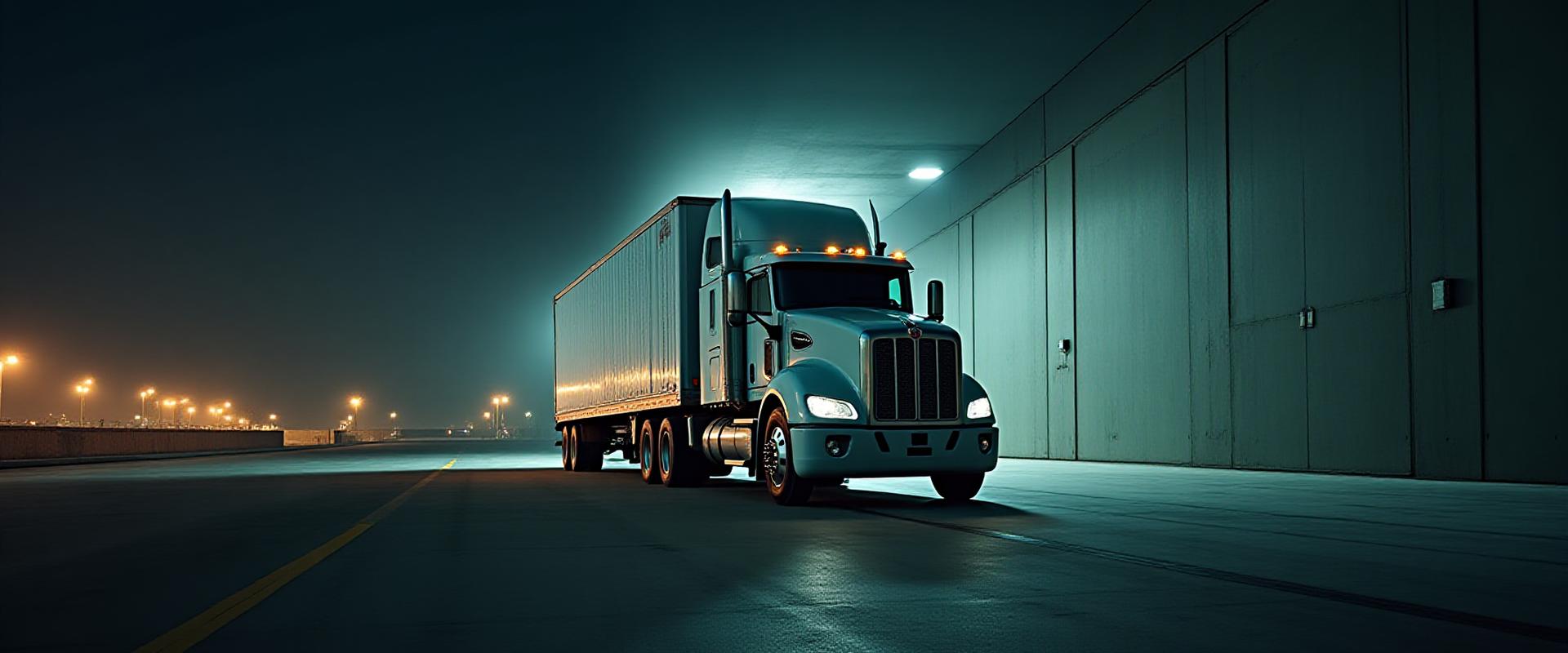 Clean SAMA trucking dry van trailer at a modern loading dock