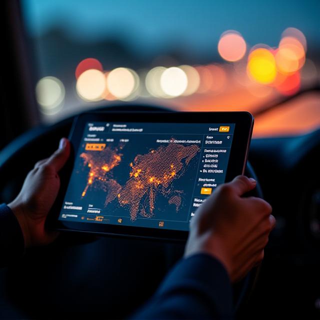 Digital dashboard showing real-time GPS tracking for an expedited shipment