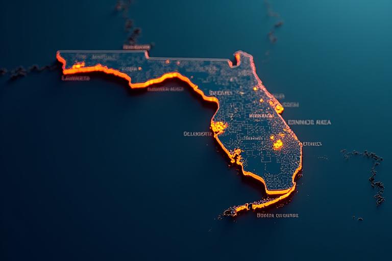 Map of SAMA Trucking service area including Tampa, St. Petersburg, and Clearwater